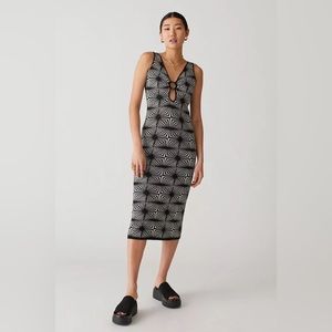 Geo Knit Ring Front Midi Dress